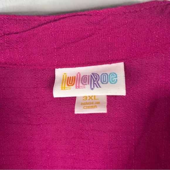 LuLaRoe Coastal Cover Up Women's 3X Pink Magenta Beach Pockets Fringe V Neck - Picture 11 of 12